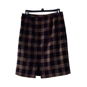 Ann Taylor Women's Checkered Mini Skirt‎ Wool Blend Dark Academia Preppy Sz 6P